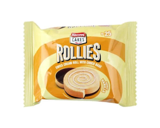Bisconni Rollies Swiss Cream Roll With Choco Base Vanilla
